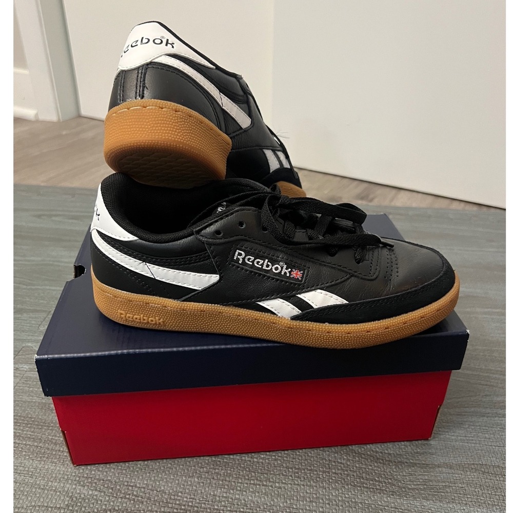Reebok Club C Revenge Vintage Kids Sneakers Black White‎ Gum  Size 5.5Y